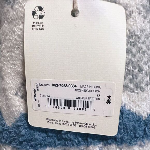 a.n.a Whisper Pattern Sweater Ivory Blue Knit Pullover Mock Neck 2X NWT - Picture 9 of 11